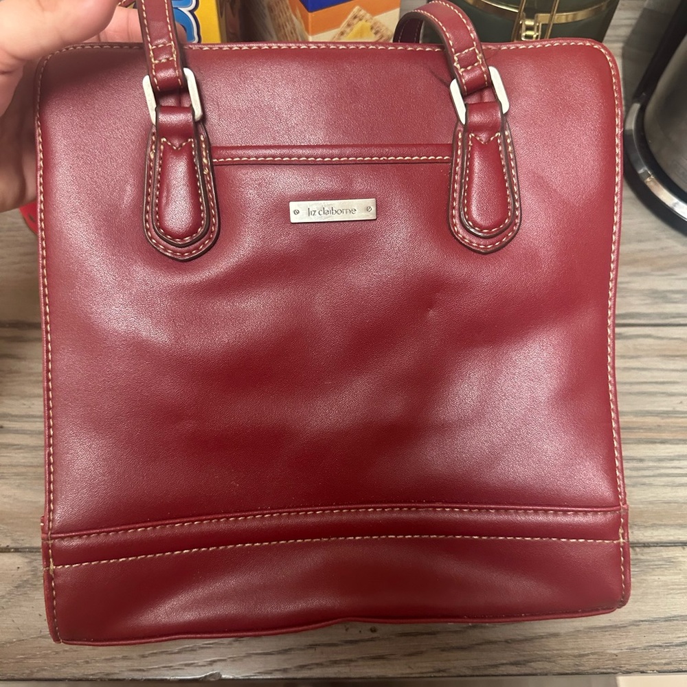 Liz Claiborne Red Shoulder Bag with Silver Hardware